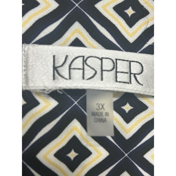 Kasper Multicolor Geo Print Flared Bell Sleeve Pullover Blouse Plus Size 3X - Picture 3 of 8